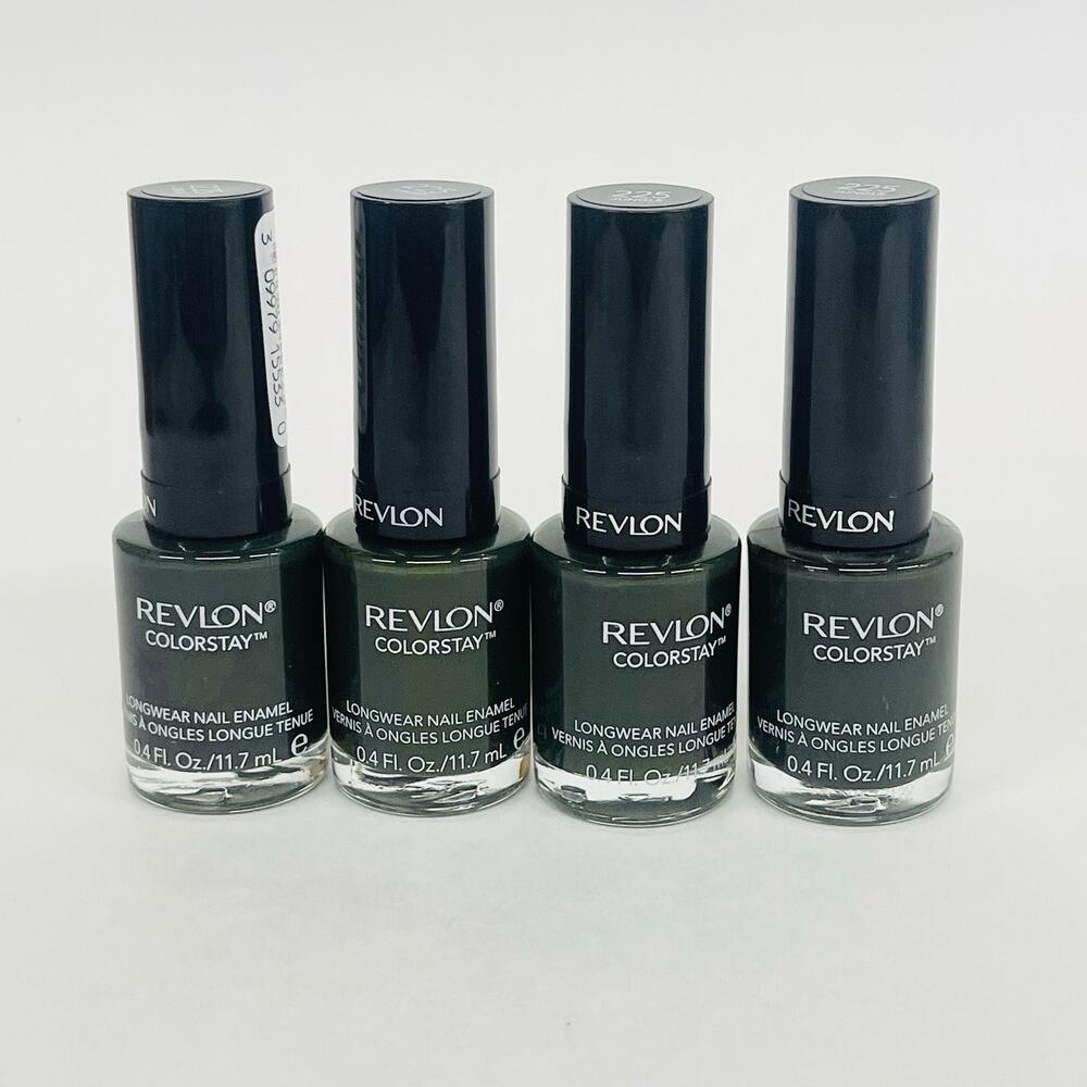 Lot Of 4 Revlon Colorstay Nail Enamel #225 Jungle 0.4 Fl Oz Dark Green Nature